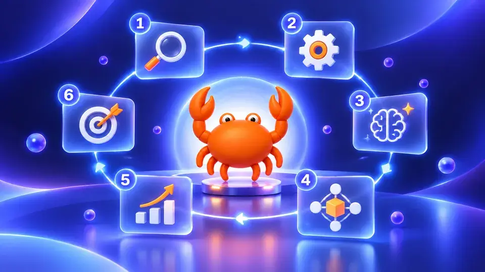 Ilustración del proceso en seis pasos de la formación bonificada de Mr Crab 7